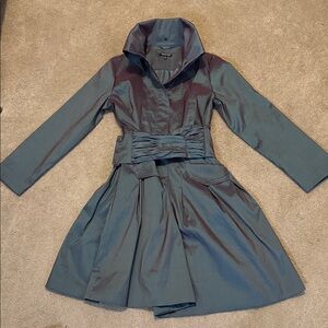 Samuel Dong Shimmering Blue Long Sleeve Dress Coat
